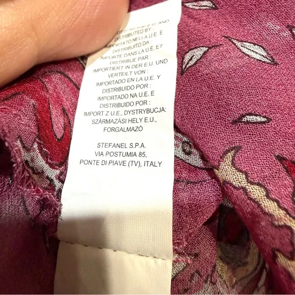 Stefanel VTG Y2K Silk Sheer Paisley Blouse Lace Trim Pearl Romantic Whimsical S - Picture 10 of 11